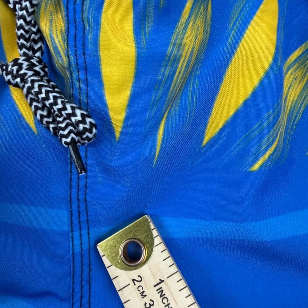 Ventury‎ Swim Trunks Mens Blue Tropical Graphic Board Shorts Drawstring Brazil